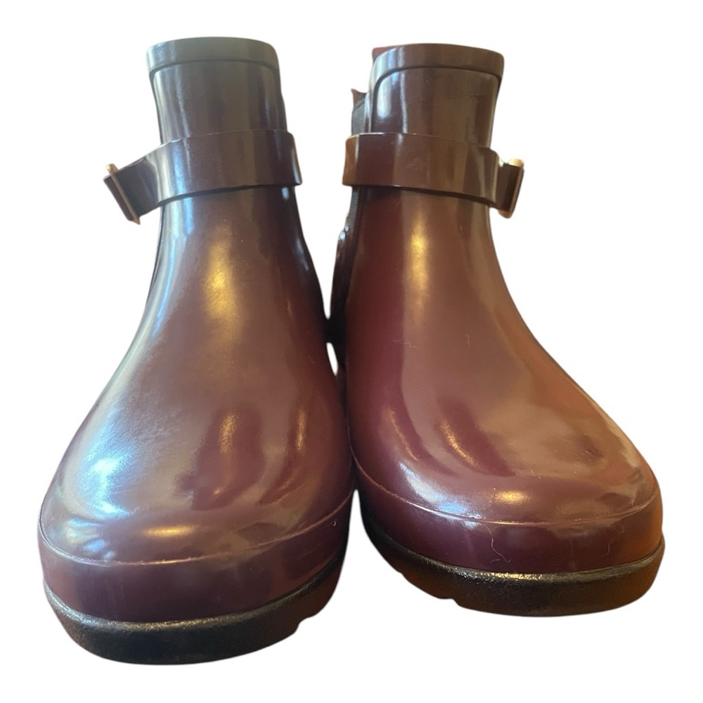 New Hunter Refined Slim-Fit Quilted Gloss Chelsea Rain Boots Merlot Size 9 - Picture 3 of 11